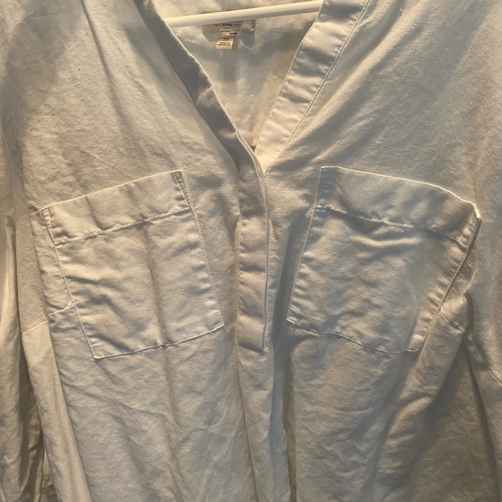 Talbots white linen blouse